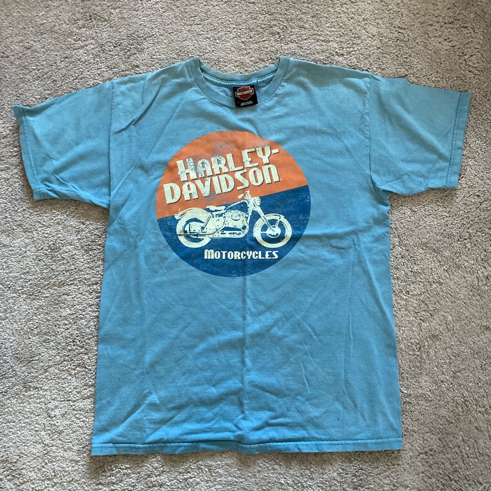 Harley Davidson blue Retro t-shirt-Thiensville, WI